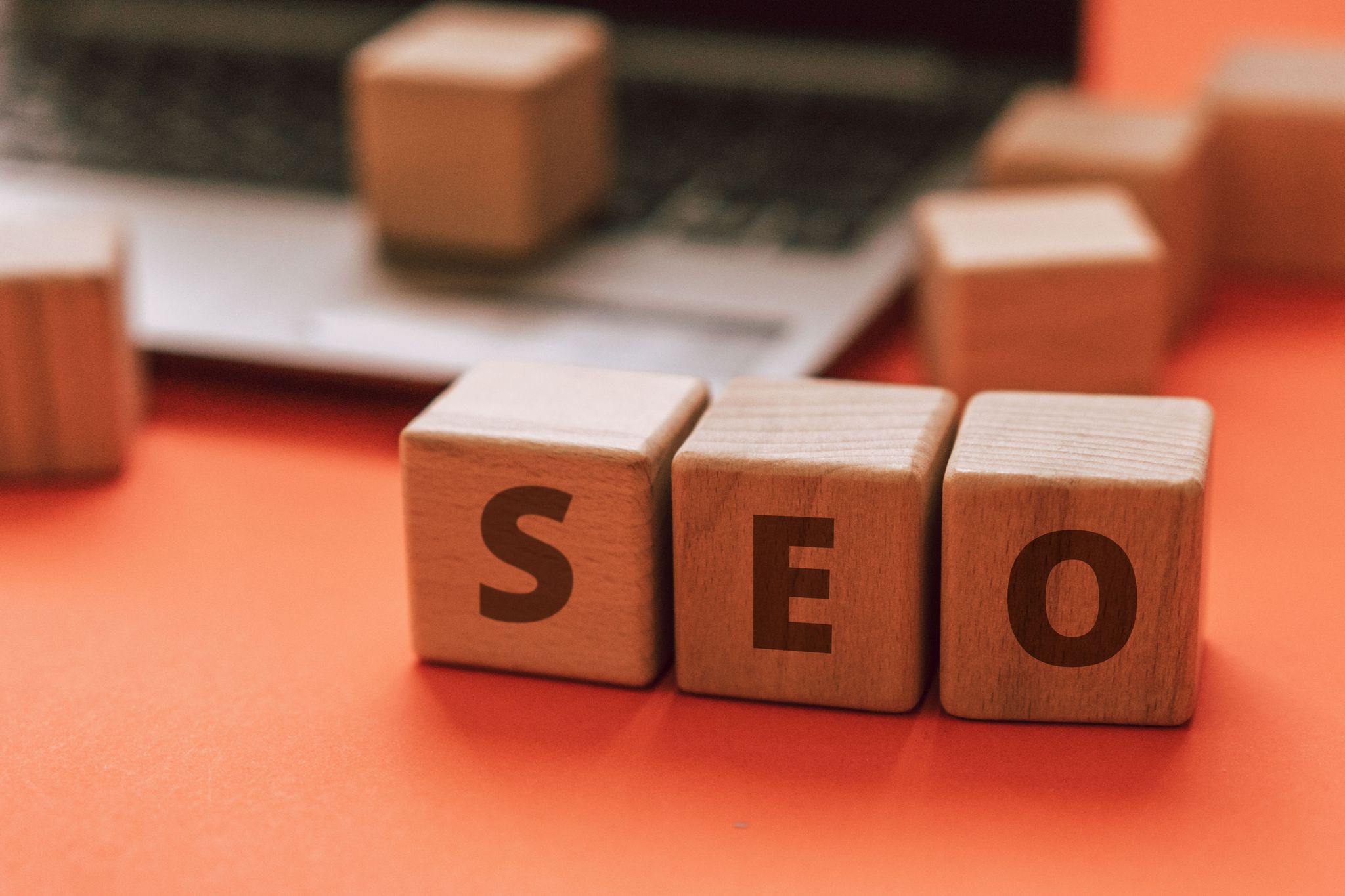 Services Wooden Blocks Spelling Seo On A Laptop